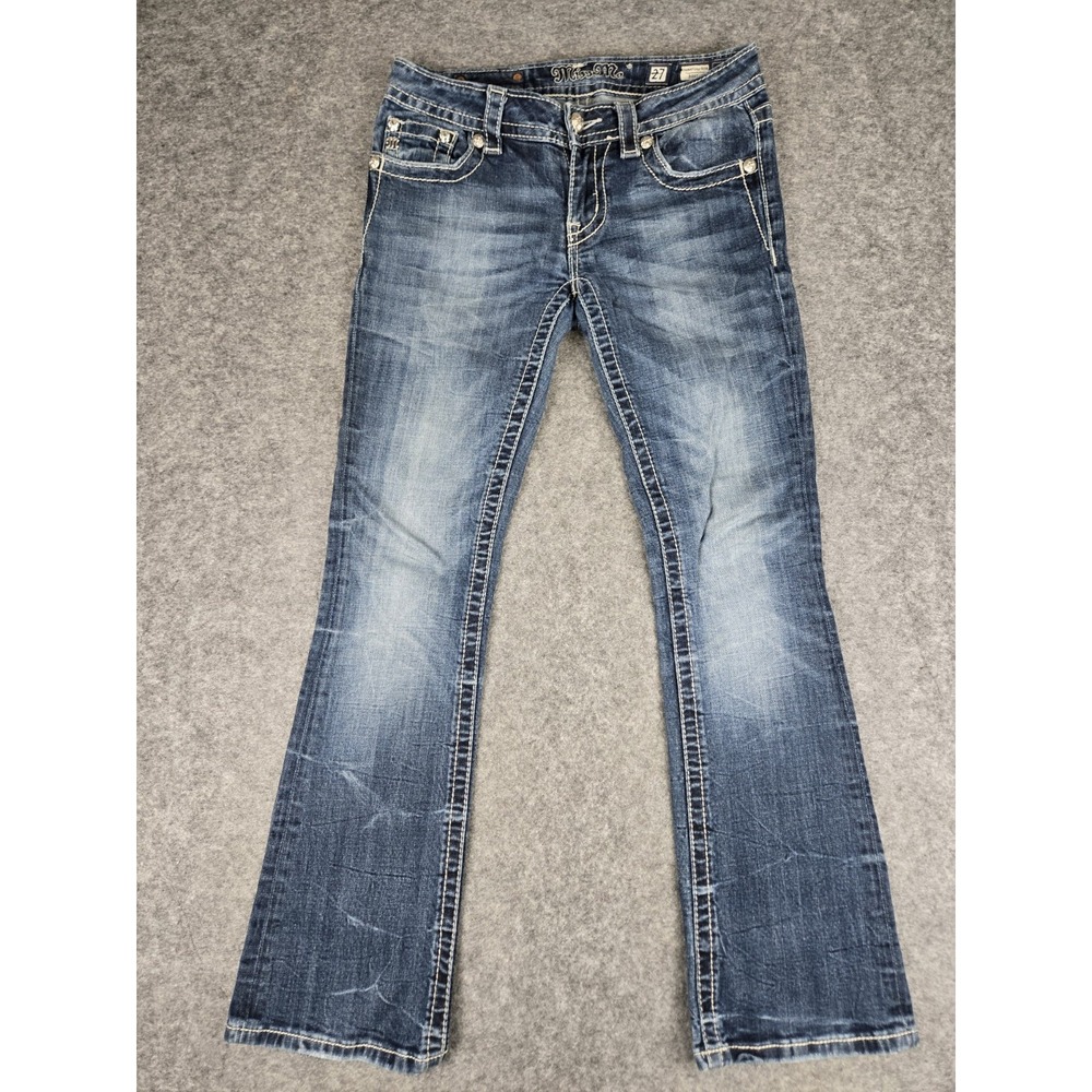 MISS ME Jeans Women's 27 Signature Rise Boot Low Rise Bootcut Rhinestone Country